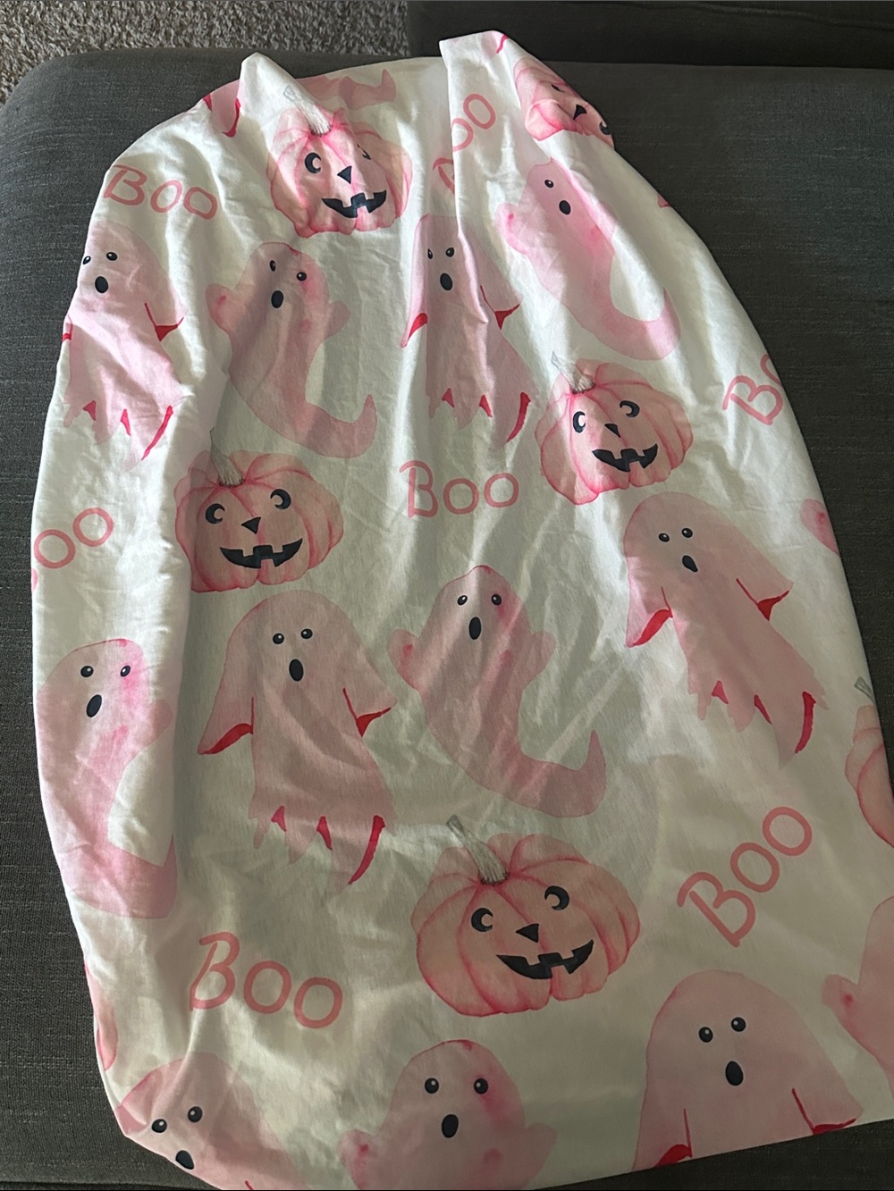 Pink Ghost & Pumpkin Halloween crib sheet